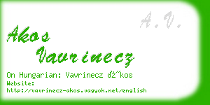 akos vavrinecz business card